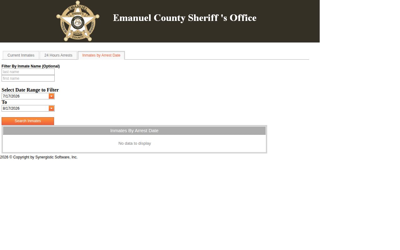 Emanuel County arrest-date booking record search